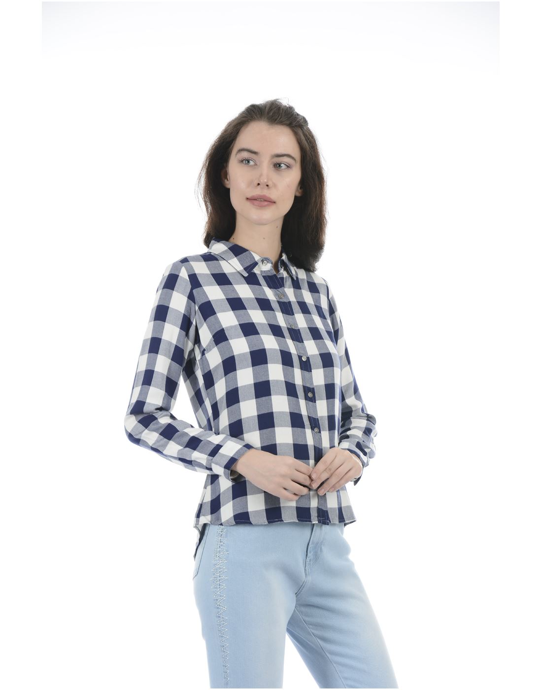 Pepe Jeans Women Casual Wear Blue Checkered Shirt